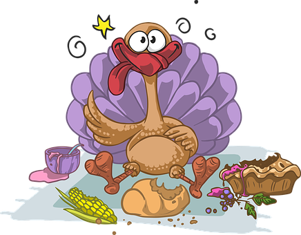 Cartoon Turkeywith Thanksgiving Dinner PNG Image