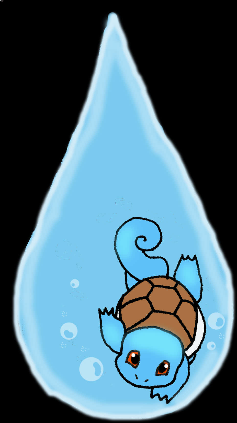 Cartoon Turtlein Water Drop PNG Image