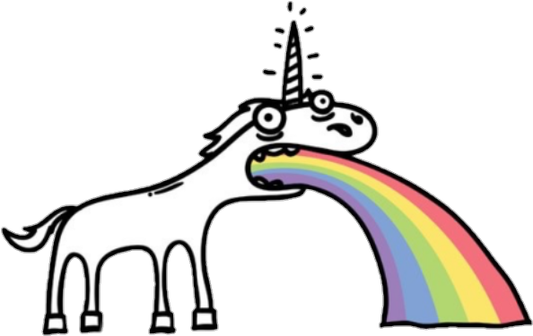 Cartoon Unicorn Rainbow Vomit PNG Image