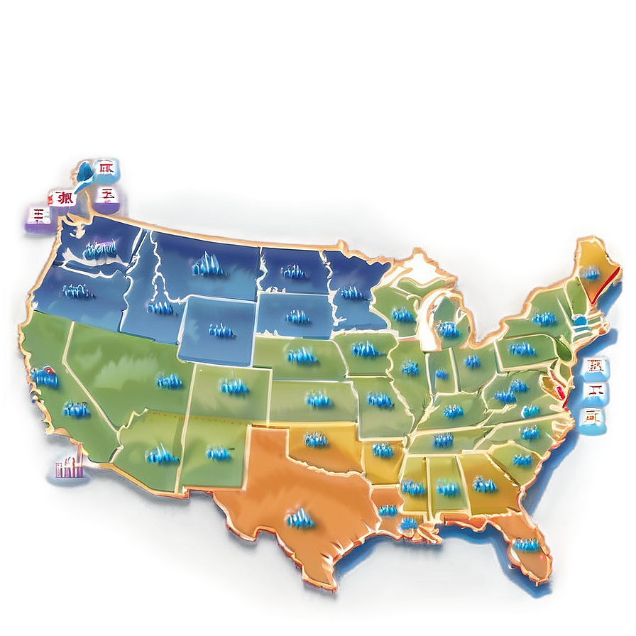 Cartoon Usa Map Png 05252024 PNG Image