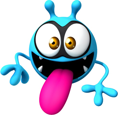 Cartoon Virus Character Sticking Out Tongue PNG Image