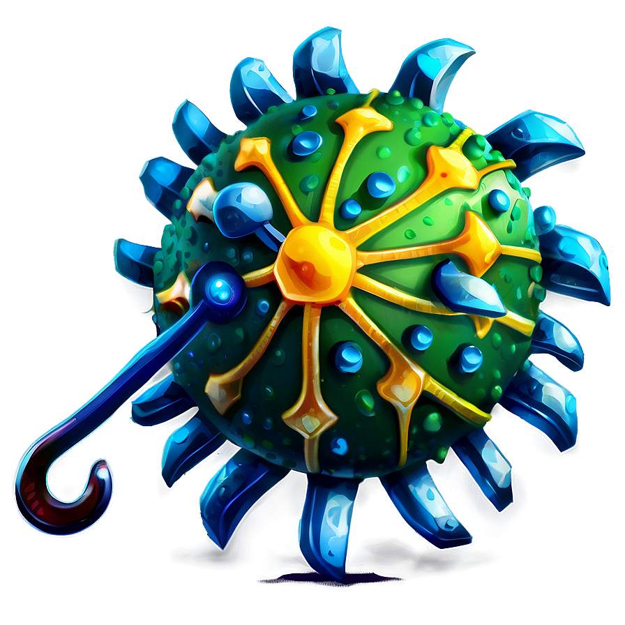 Cartoon Virus With Umbrella Png Pus PNG Image