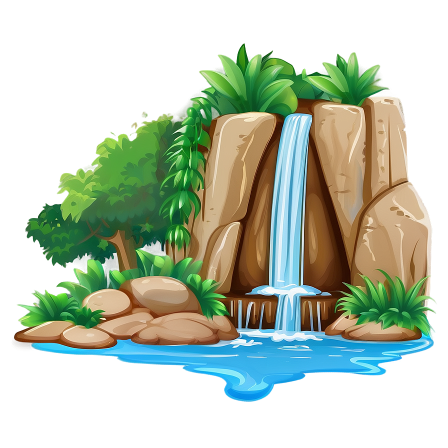 Cartoon Waterfall Scene Png Thw59 PNG Image