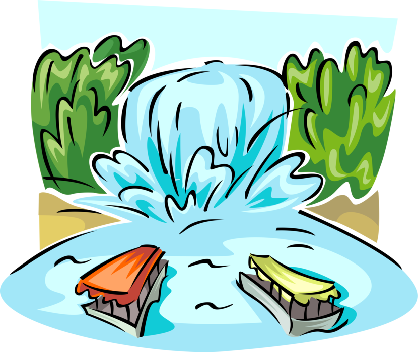 Cartoon Waterfall Scenery PNG Image