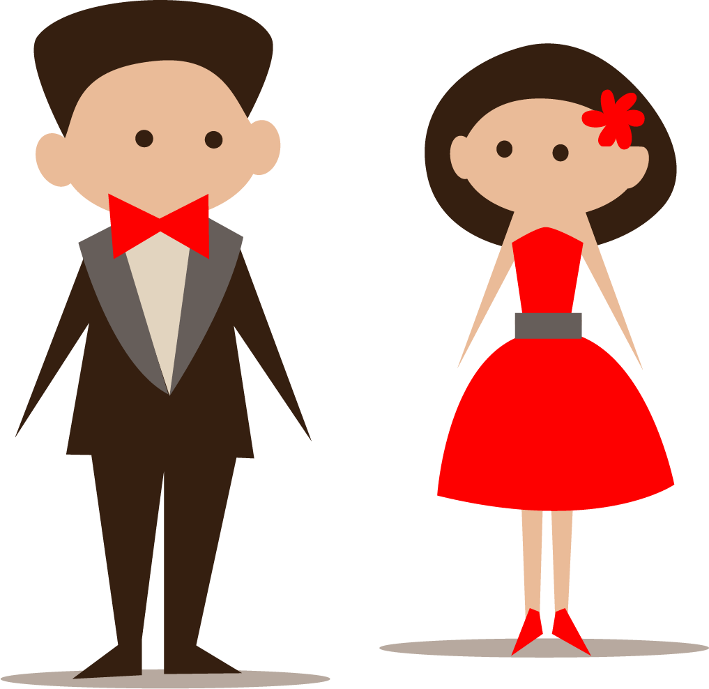 Cartoon Wedding Couple Clipart PNG Image