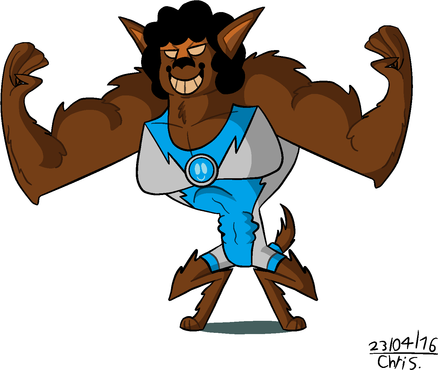 Cartoon Werewolf Superhero Pose PNG Image