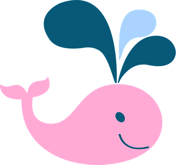 Cartoon Whale Spouting Water PNG Image