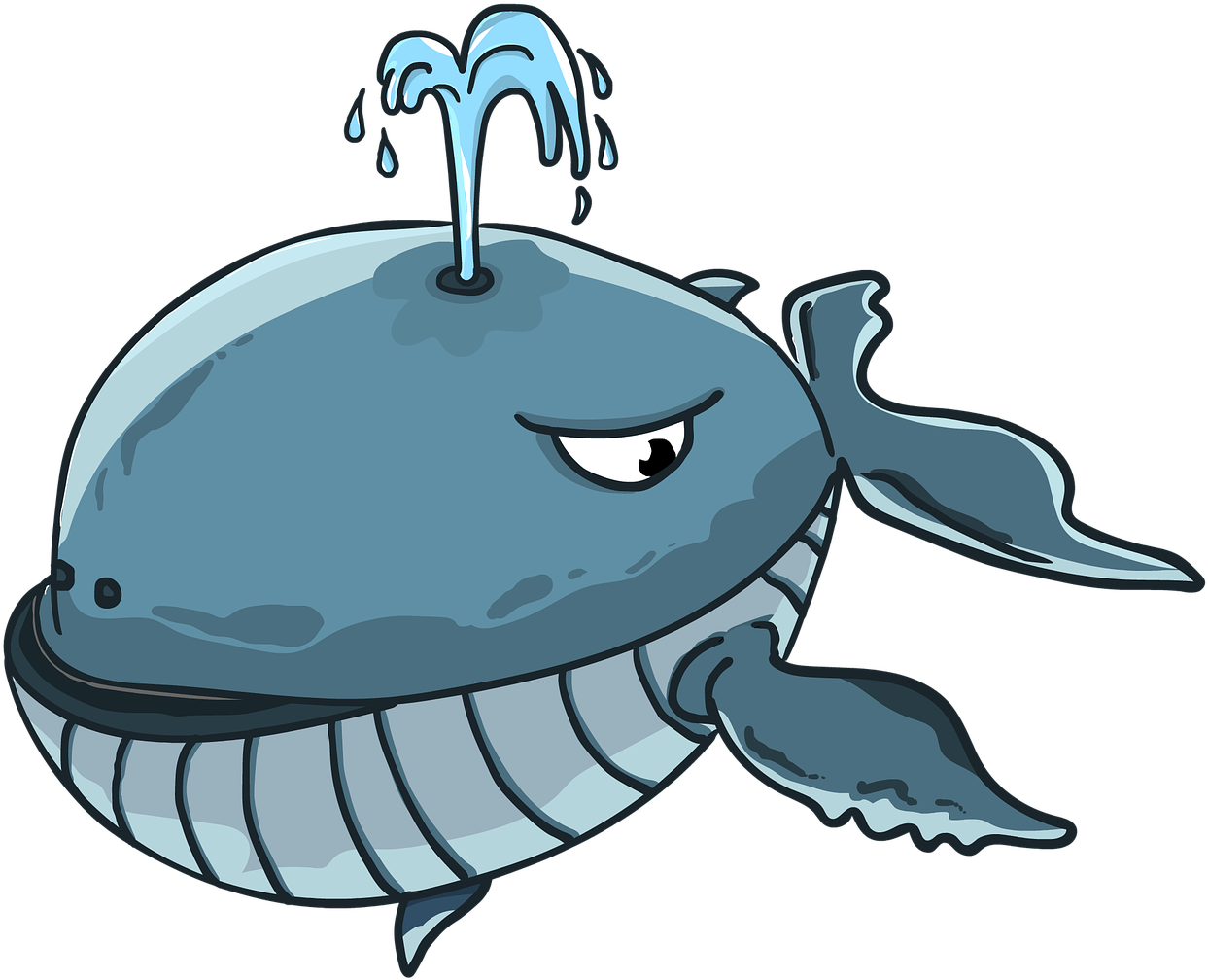 Cartoon Whale Spouting Water PNG Image