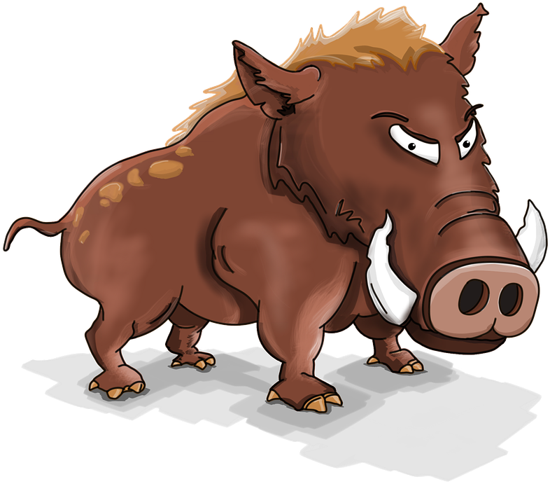 Cartoon Wild Boar Illustration PNG Image