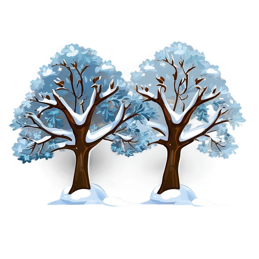 Cartoon Winter Trees Scene Png Gjm PNG Image