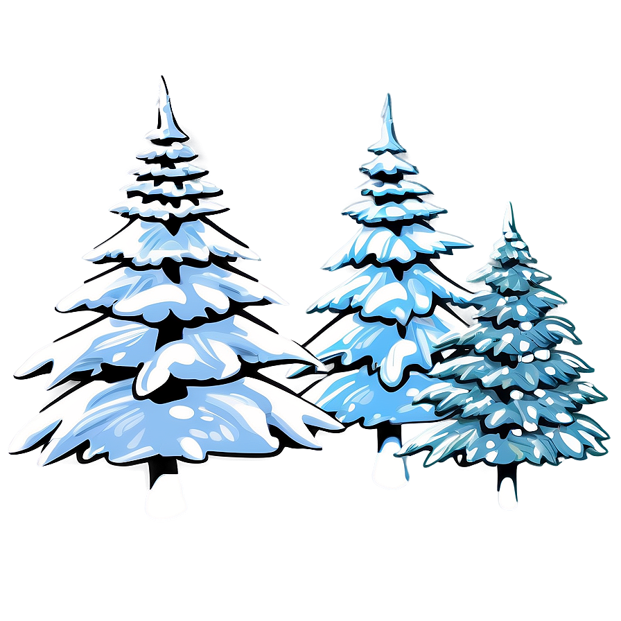 Cartoon Winter Trees Scene Png Xay20 PNG Image