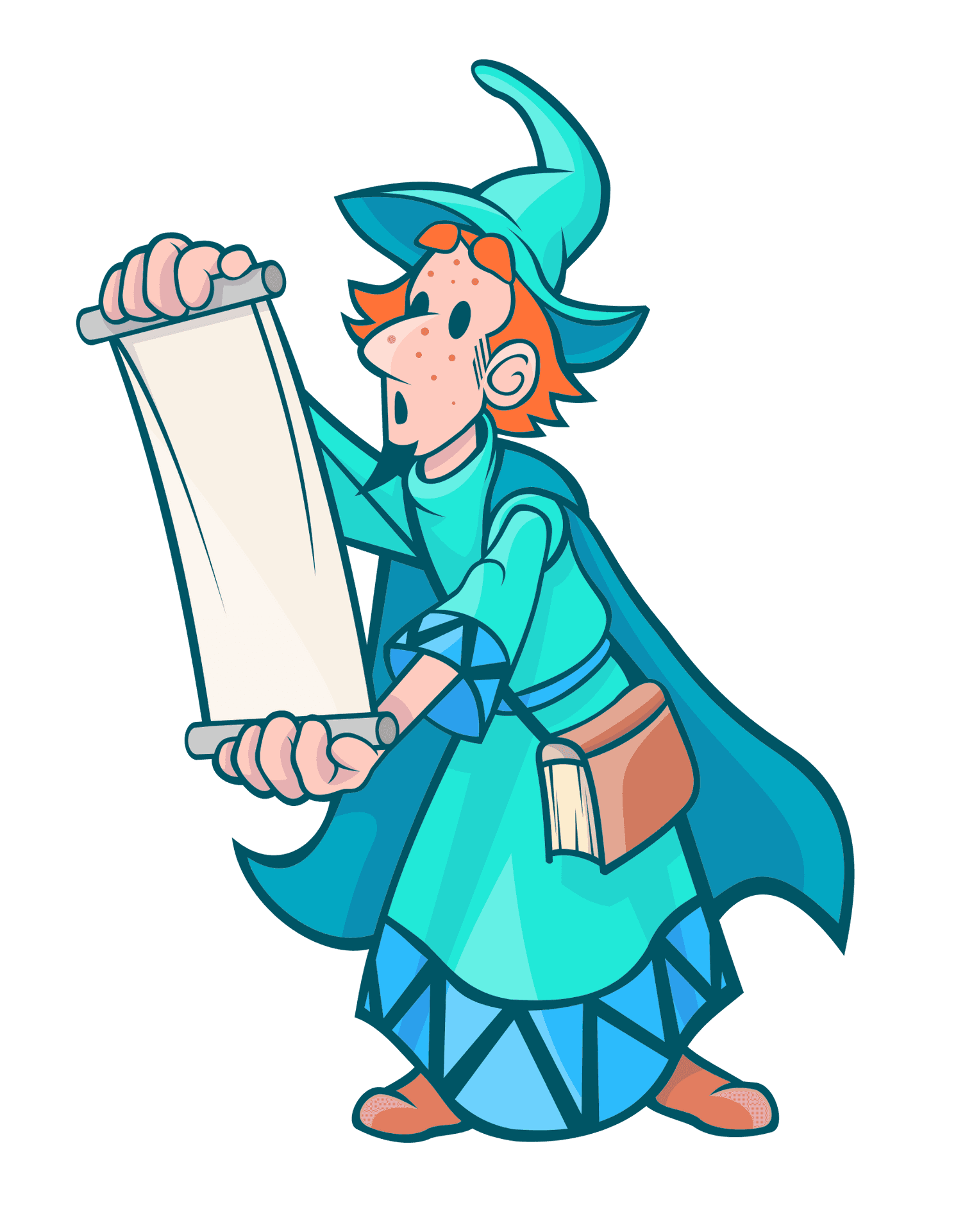 Cartoon Witch Reading Scroll PNG Image