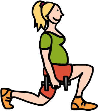 Cartoon Woman Performing Lunges PNG Image