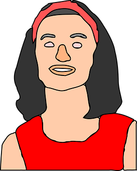 Cartoon Woman Red Headband PNG Image