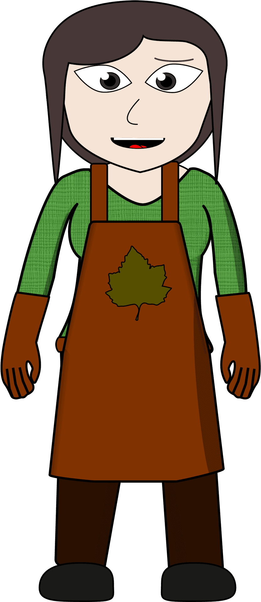 Cartoon Womanin Apronwith Leaf PNG Image