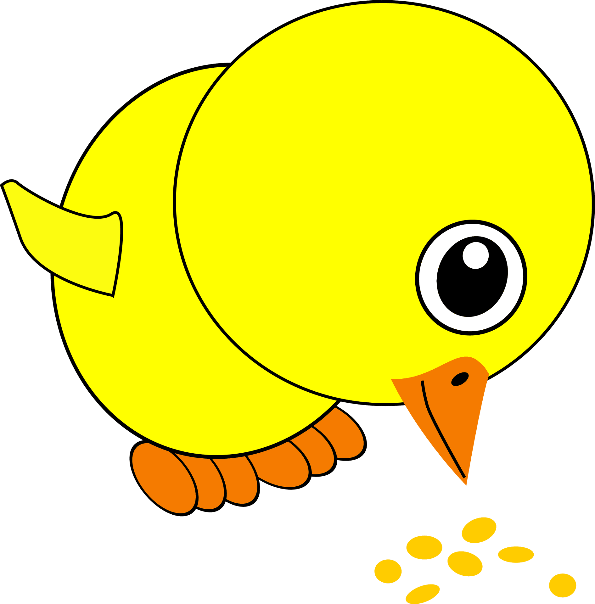 Cartoon Yellow Bird Feeding PNG Image