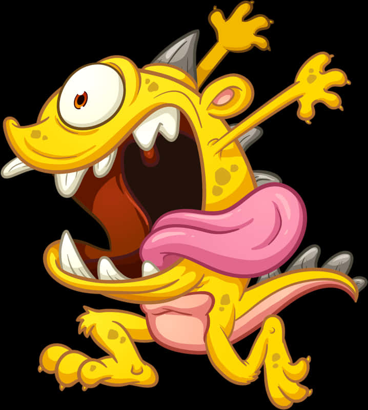 Cartoon Yellow Monster Shouting PNG Image