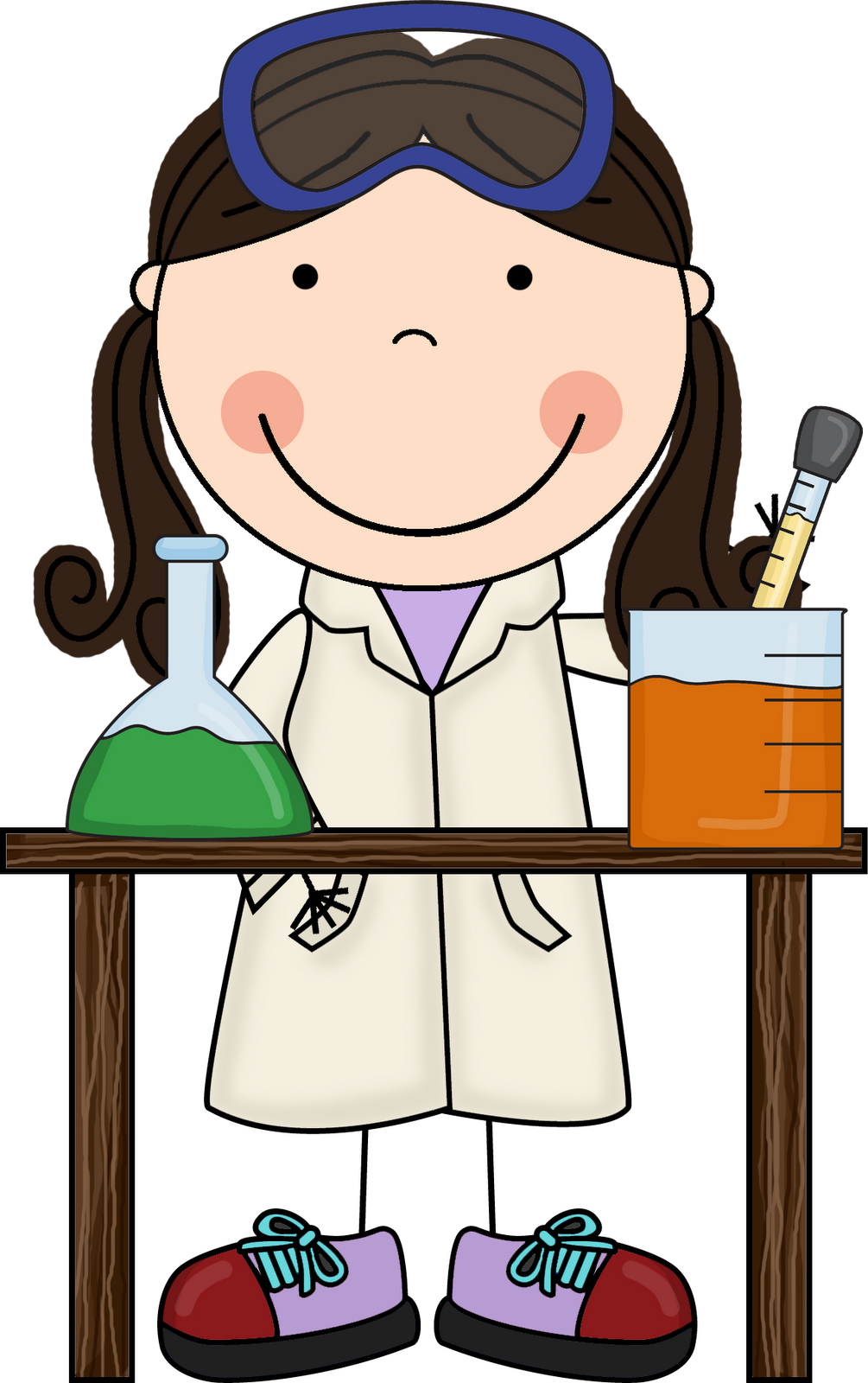 Cartoon Young Scientist Experimenting PNG Image