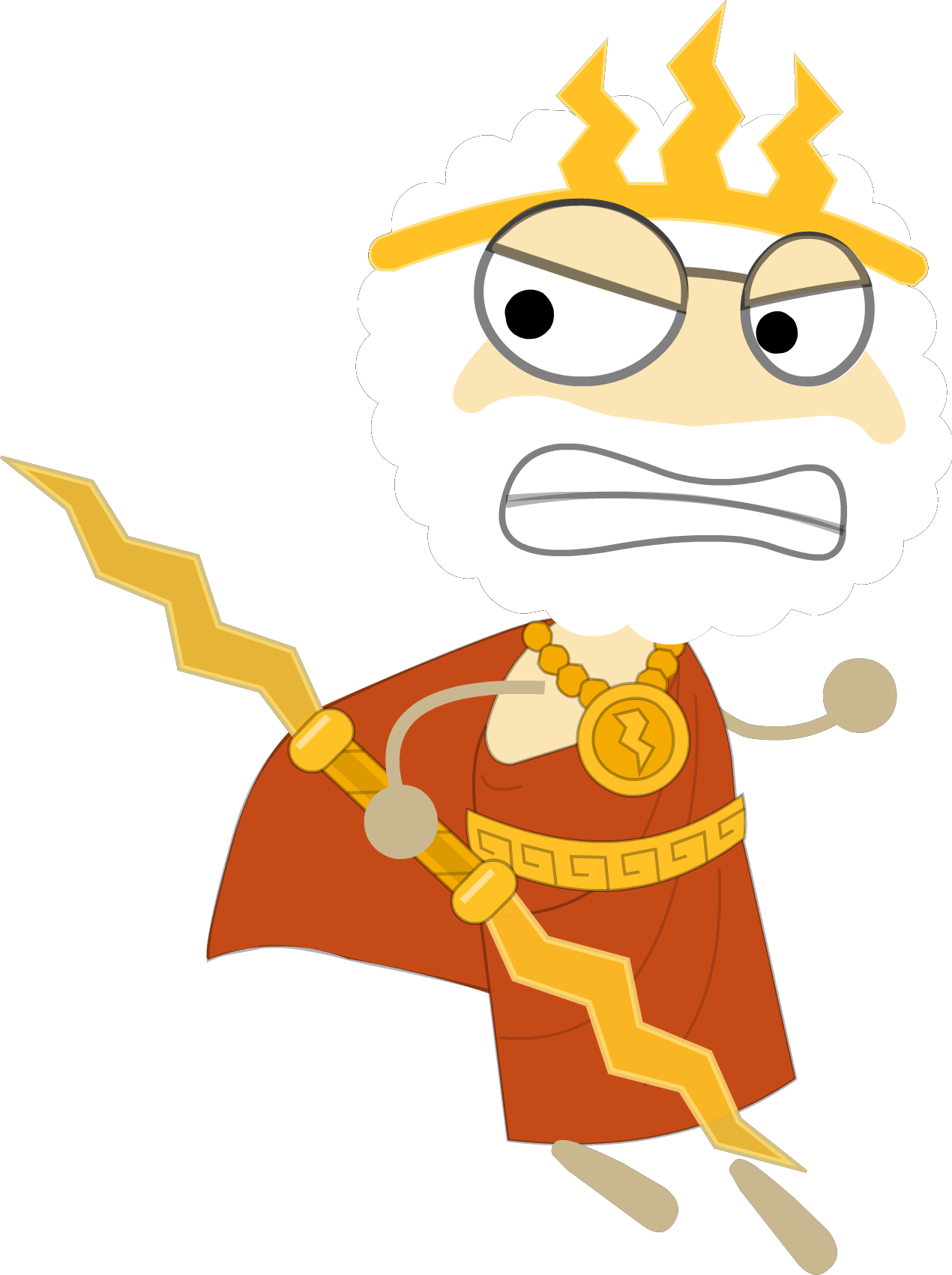 Cartoon Zeus Angry God Illustration PNG Image