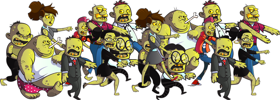 Cartoon Zombie Horde PNG Image