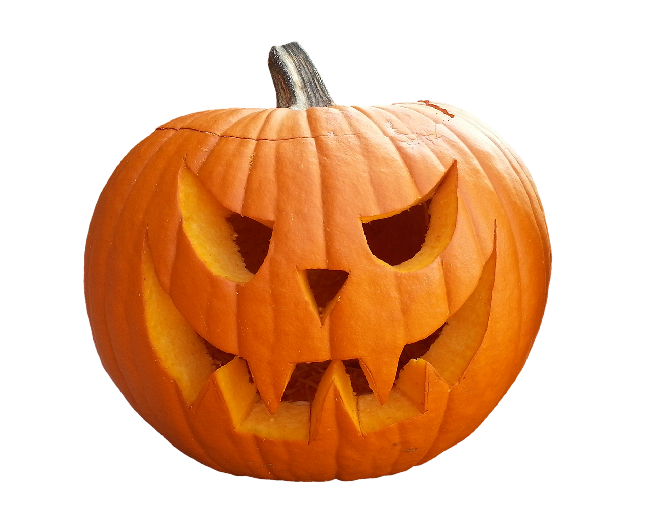 Carved Halloween Pumpkin Black Background PNG Image