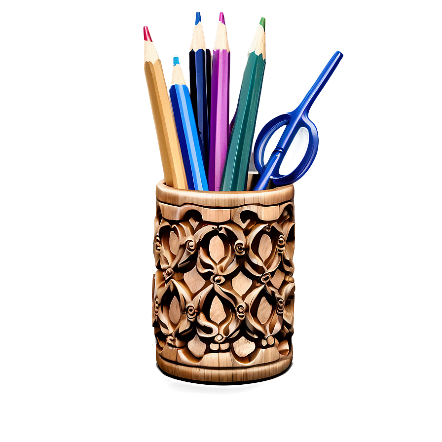 Carved Pencil Holder Png 06282024 PNG Image