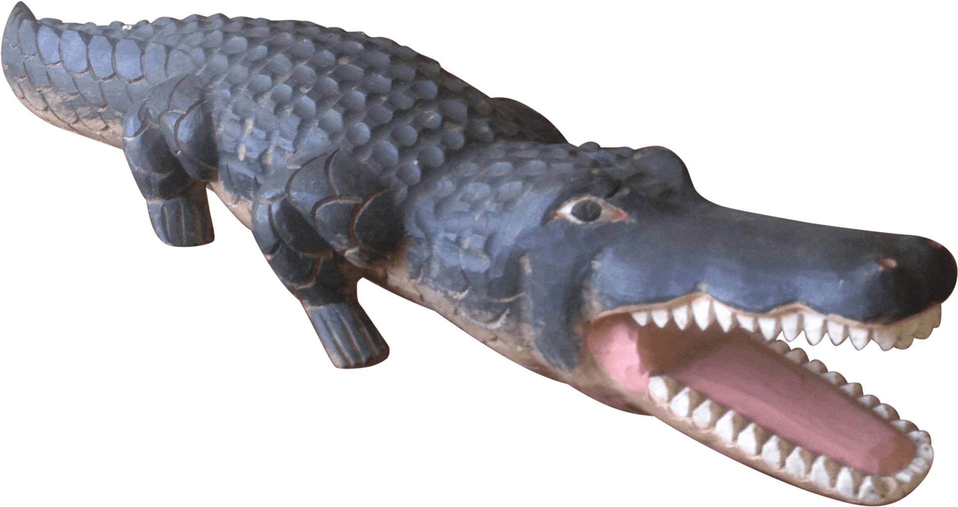 Carved Wooden Alligator Sculpture PNG Image