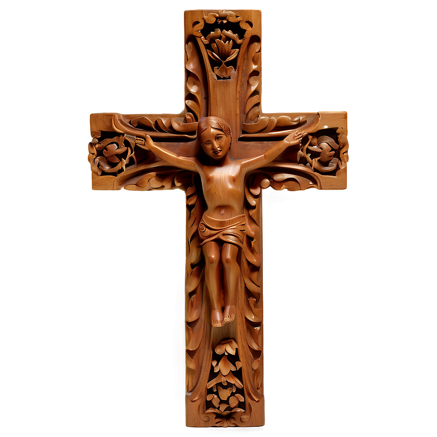 Carved Wooden Cross Png 05252024 PNG Image