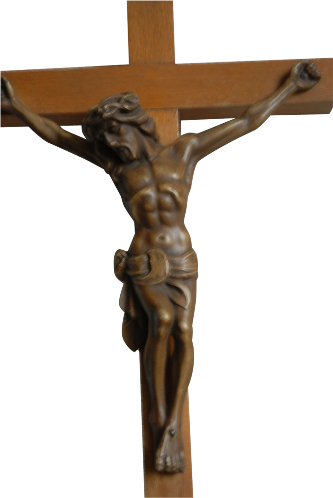 Carved Wooden Crucifix PNG Image