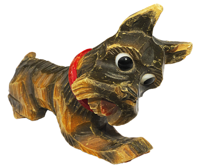 Carved Wooden Dog Figurine PNG Image