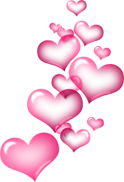 Cascading Pink Hearts PNG Image