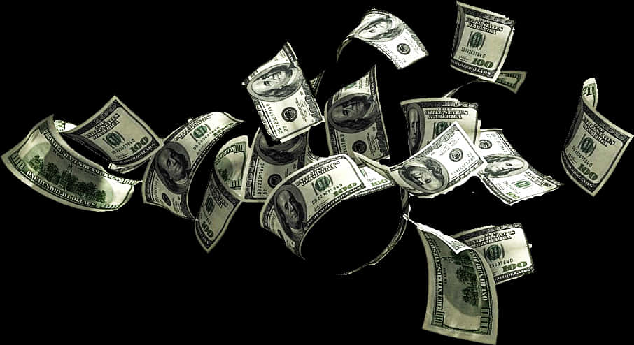 Cascading_ U S_ Dollar_ Bills PNG Image