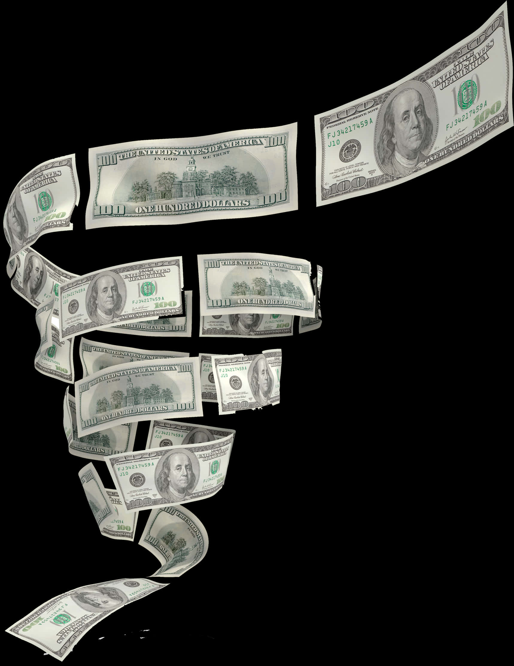 Cascading_ U S_ Dollars PNG Image