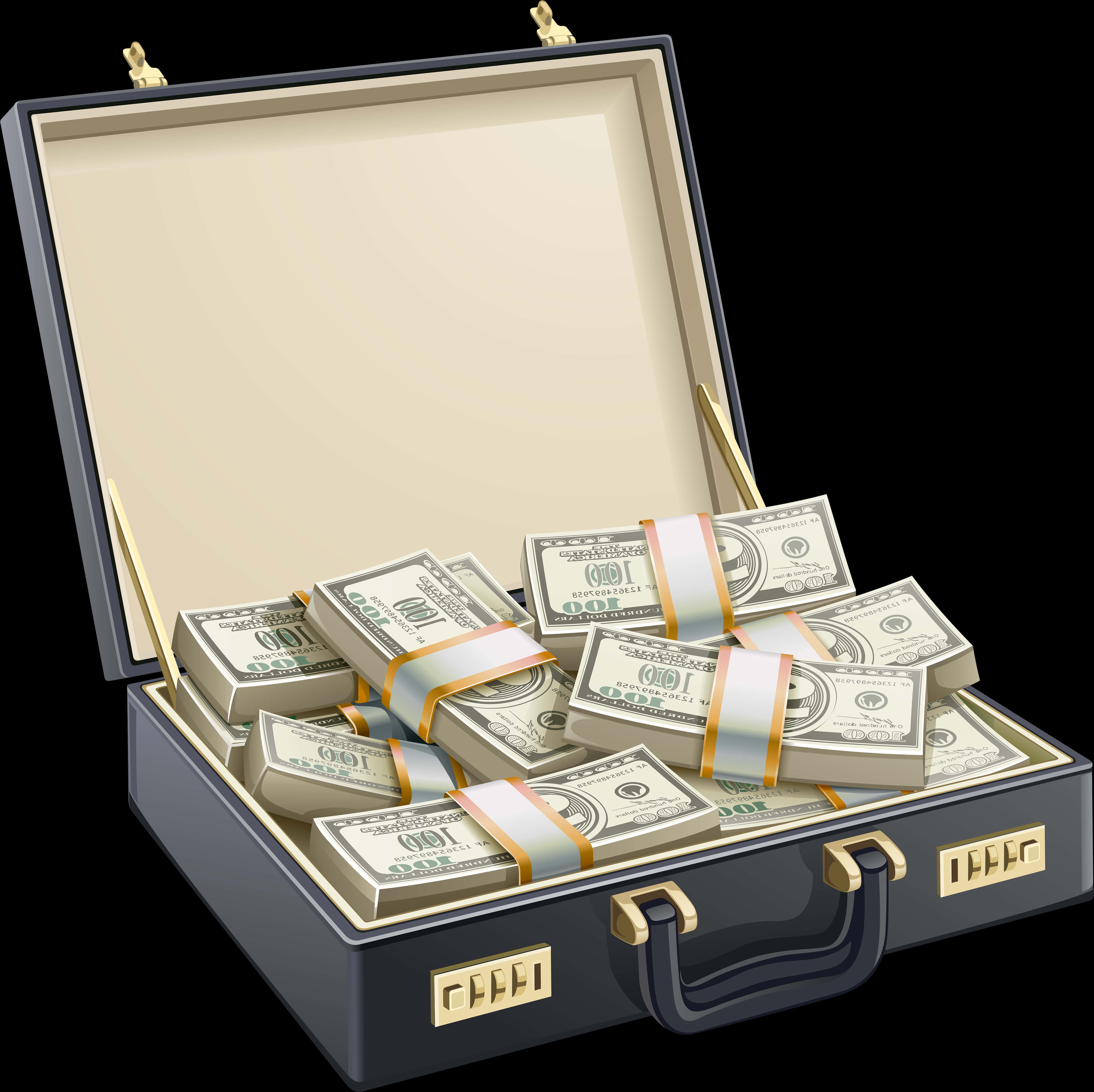 Cash Packed Briefcase PNG Image