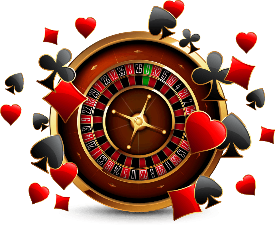 Casino Roulette Wheelwith Playing Cards Suits PNG Image