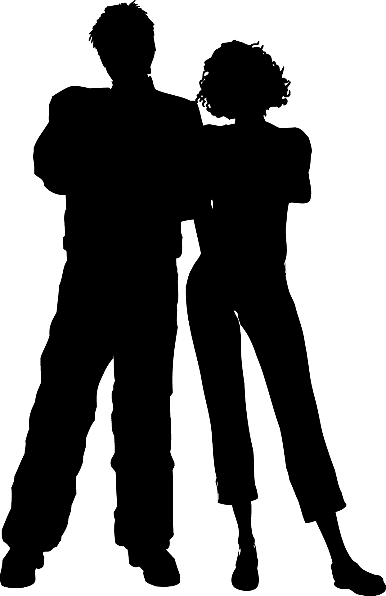 Casual Couple Silhouette PNG Image