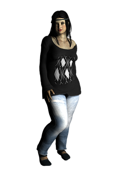 Casual Fashion Female3 D Model PNG Image