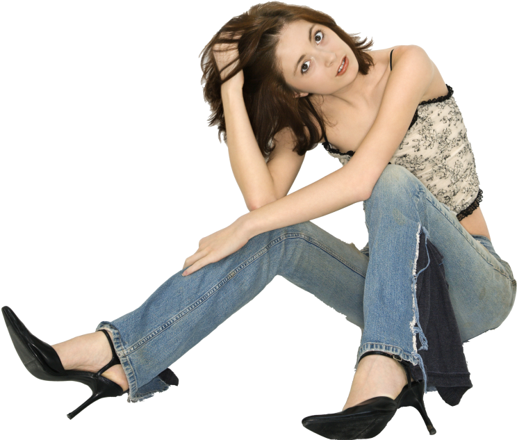 Casual Fashion Model Sitting PNG Image