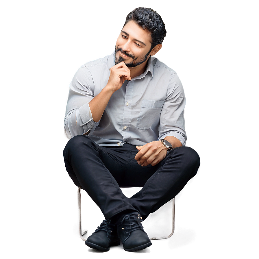 Casual Man Sitting Png 06122024 PNG Image