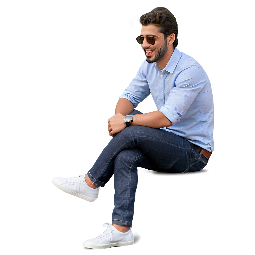 Casual Man Sitting Png Qkn65 PNG Image