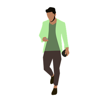 Casual Man Walking Vector PNG Image