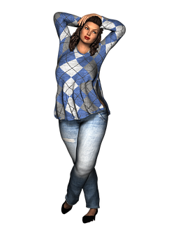 Casual Pose_ Female3 D Model PNG Image