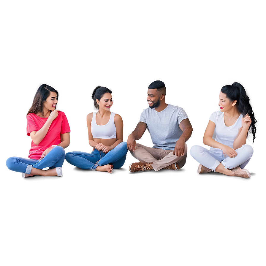 Casual Sitting Poses Group Png 05252024 PNG Image