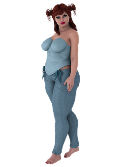 Casual Style3 D Rendered Woman PNG Image