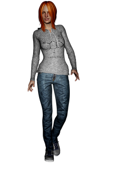 Casual Style3 D Rendered Woman PNG Image