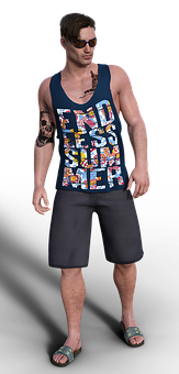 Casual Summer Outfit Man Model PNG Image