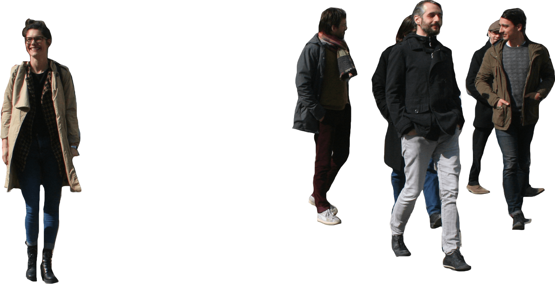 Casual Urban Walk_ Group PNG Image