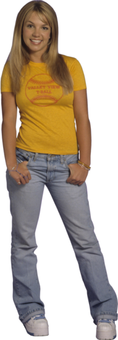 Casual Yellow Top Jeans Britney PNG Image