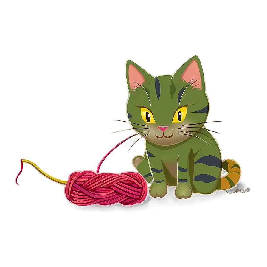 Cat And Yarn Playful Png A PNG Image