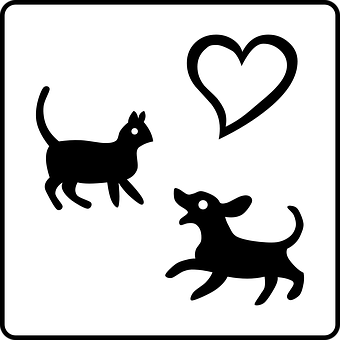 Cat Dog Heart Silhouette PNG Image